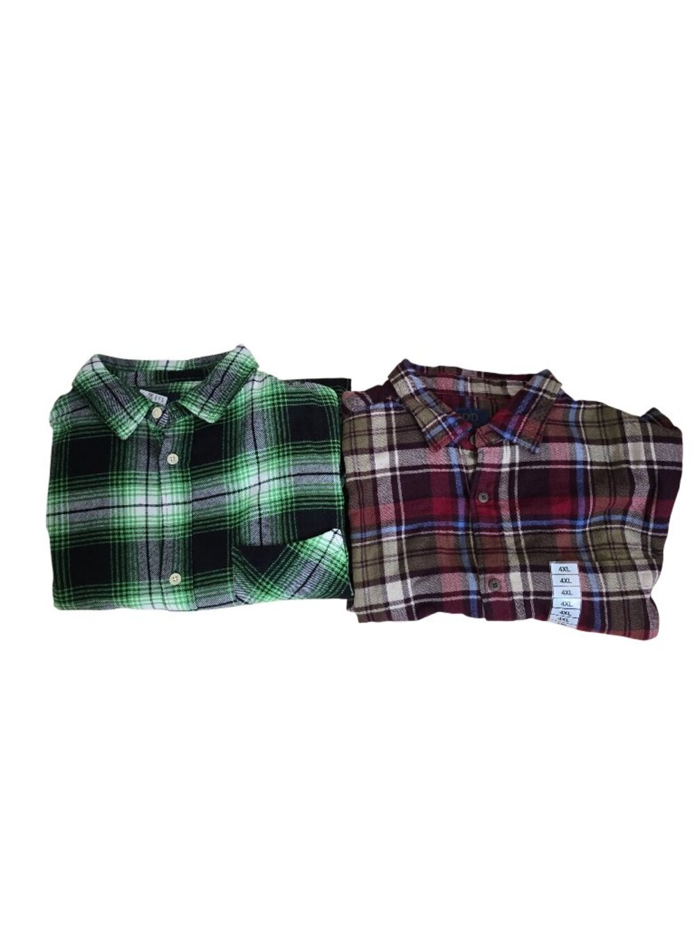 IZOD Flannel Shirts Lot 2 Mens 4XL Plaid‎ Button Up Long Sleeve Big Tall